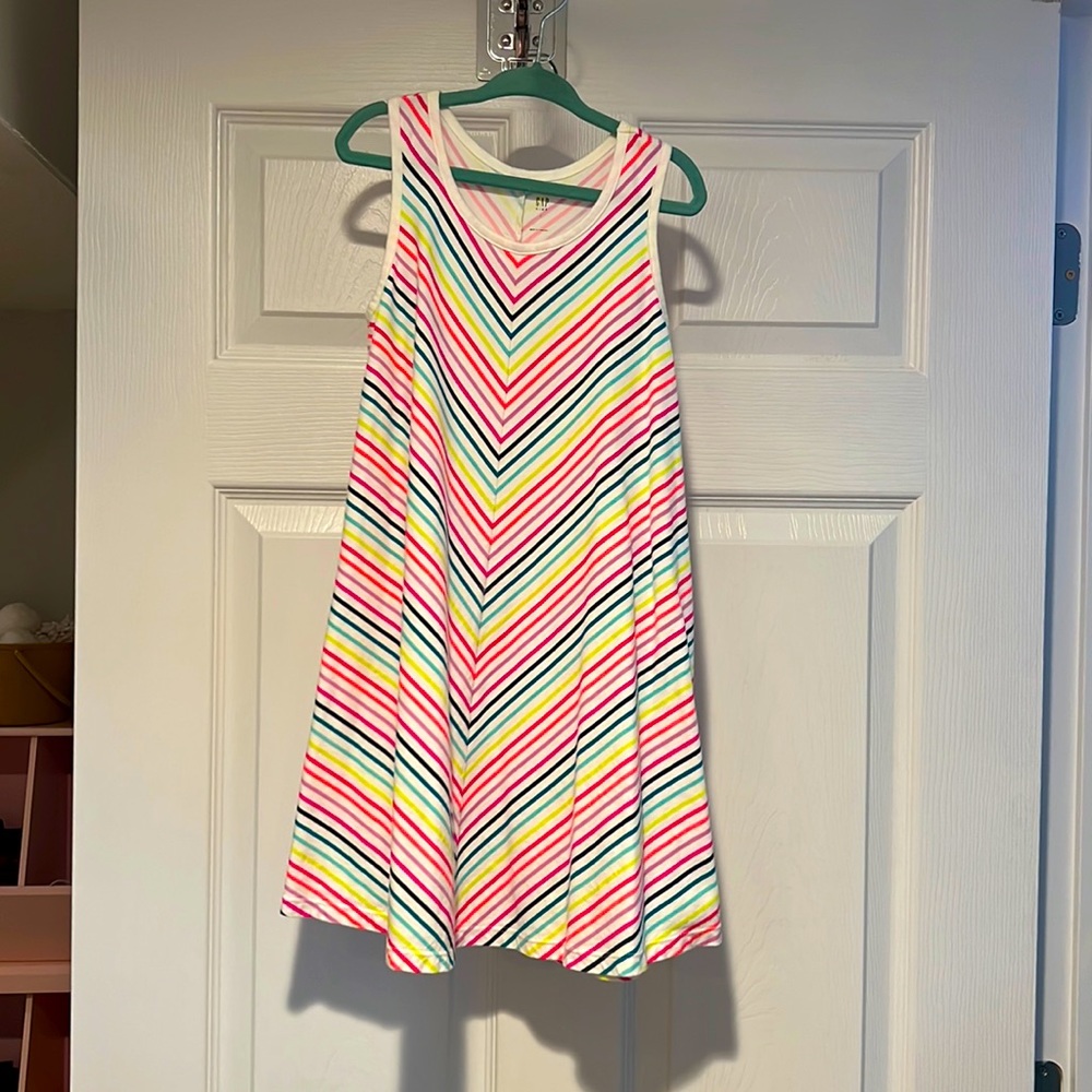 Gap Kids Rainbow Striped Trapeze Dress like new S